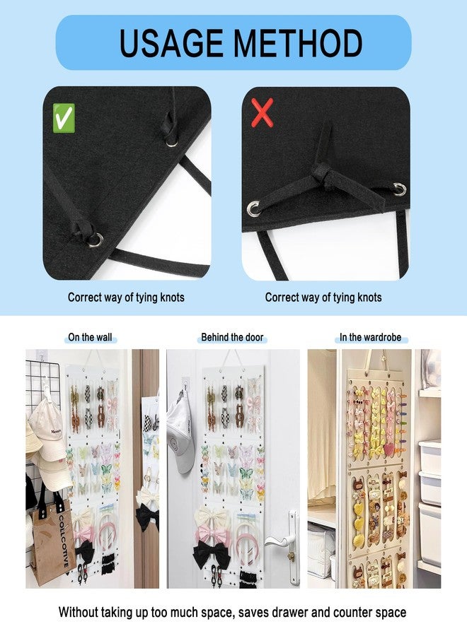 NAISIER Hanging Claw Hair Clips Storage Organizer Hair bow holder organizer for girls Hair accessories Stand Holder for Wall,Door,Closet. Large-Capacity black - Image 4